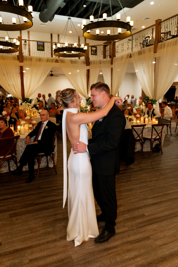 happy newly married couple at their editorial wedding reception