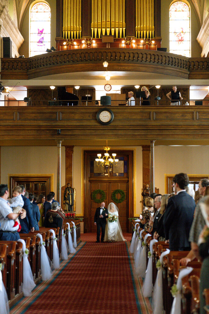 stunning bride walking down the aisle