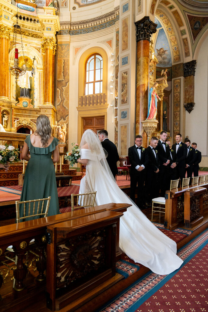 bride and groom at their dream catholic st. louis wedding ceremony