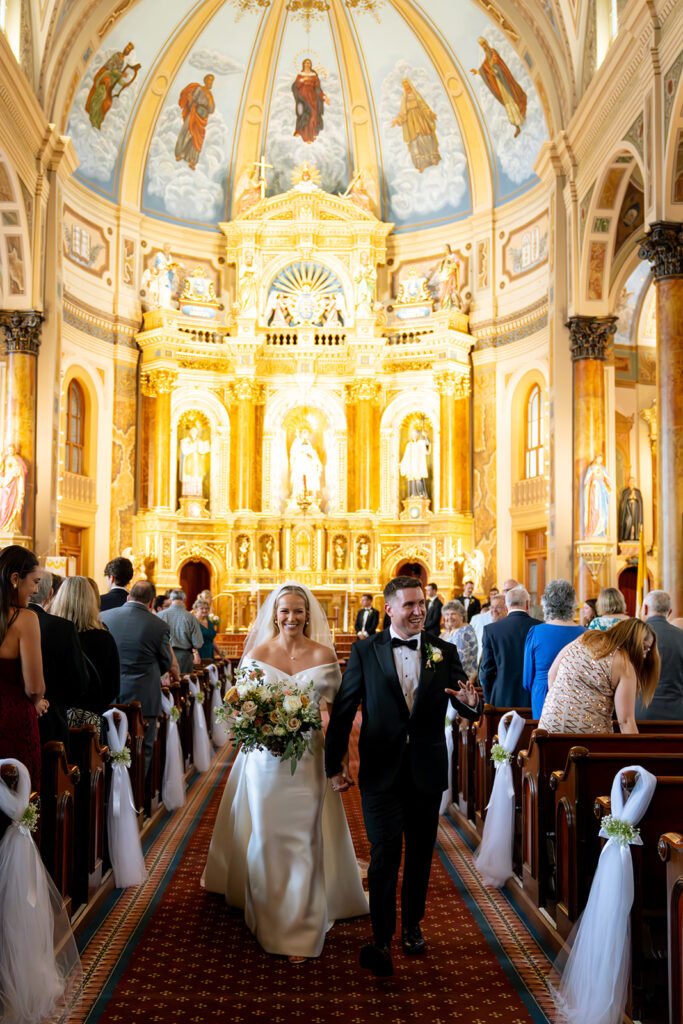 couple heading to their reception