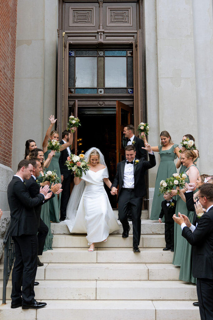 couple heading to their reception