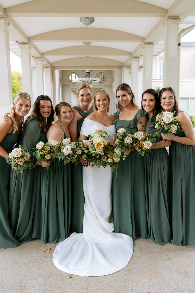 picture of the bride and her bridesmaids after the ceremony