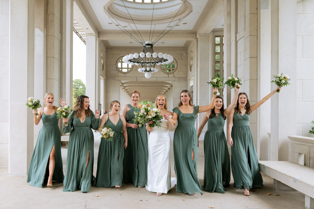 fun and playful portrait of the bride and her friends