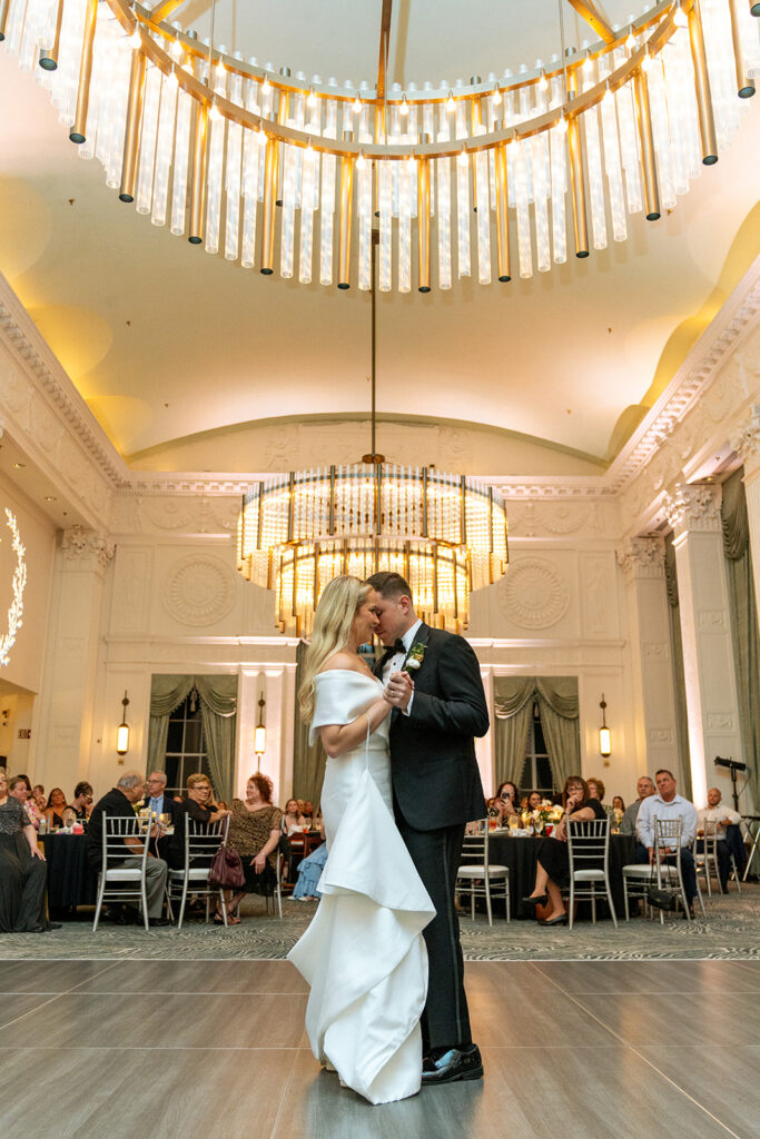 couple first dance at their wedding reception