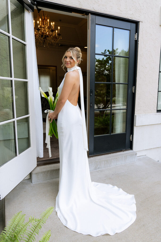 cute picture of the bride looking at the camera