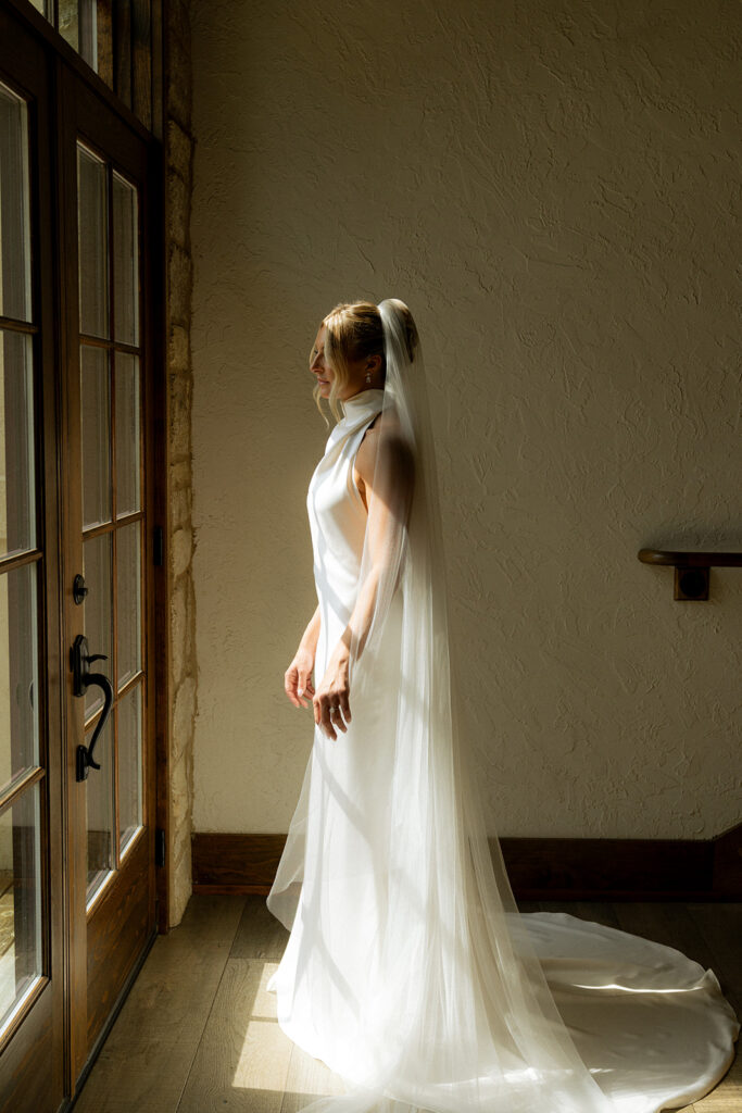 golden hour portrait of the bride