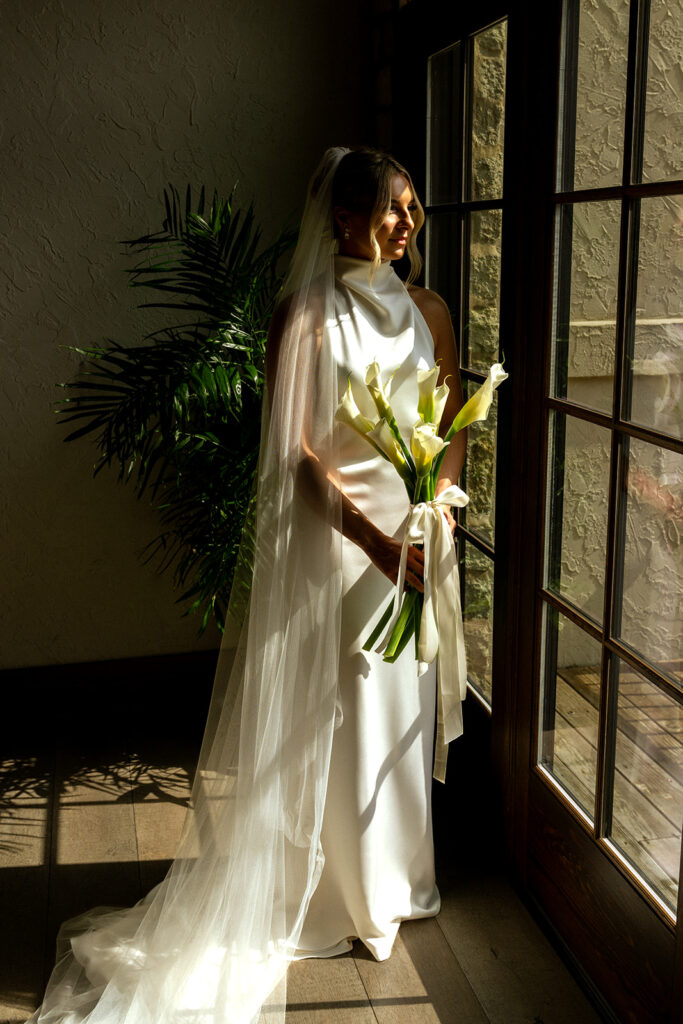 golden hour portrait of the bride