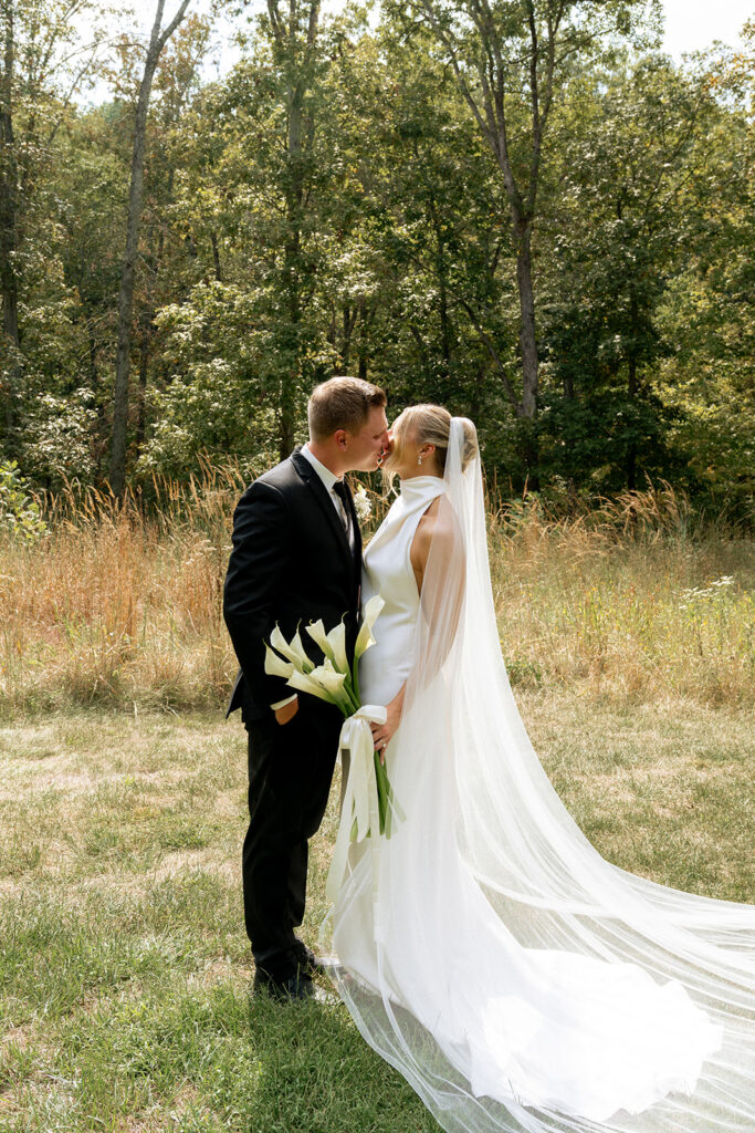 cute picture of the bride and groom at their editorial wedding 