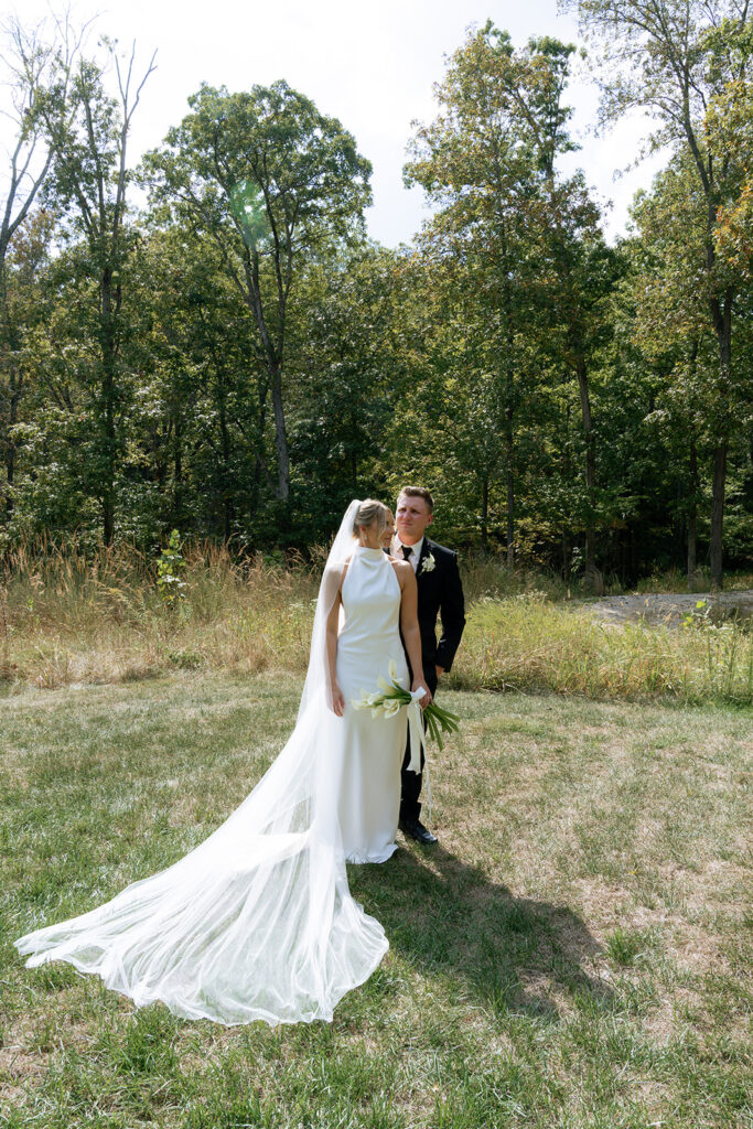 cute picture of the bride and groom looking at each other