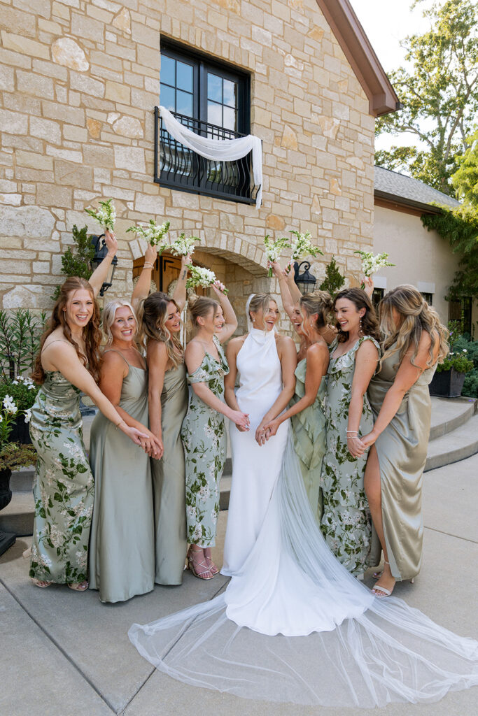 picture of the bride and her friends smiling