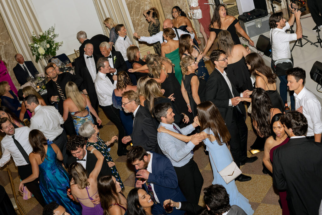 wedding guests having the best time at the reception