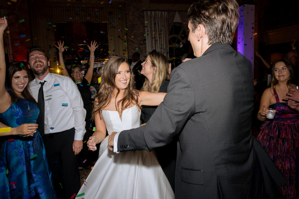 newlyweds at their wedding party