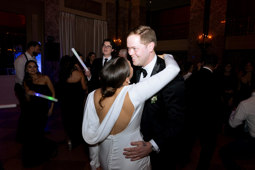 cute picture of the newlyweds looking at each other 