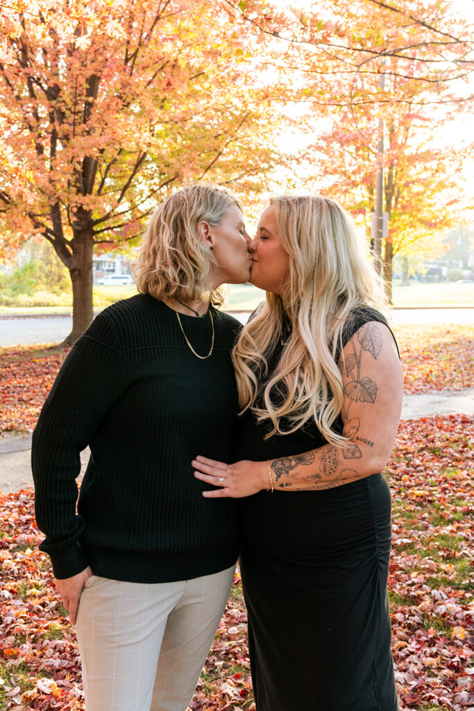 cute couple kissing during their photoshoot