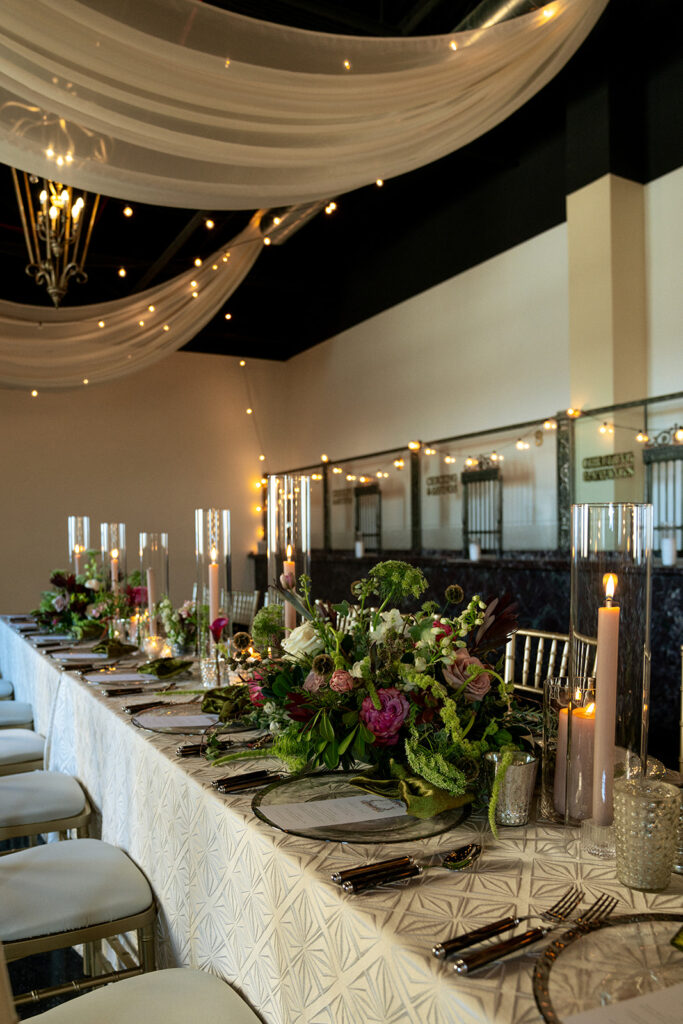 stunning picture of the reception decor at the noble