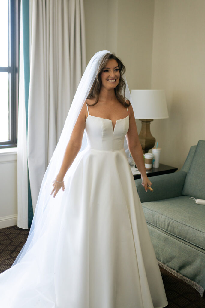 bride happy before heading to her ceremony 