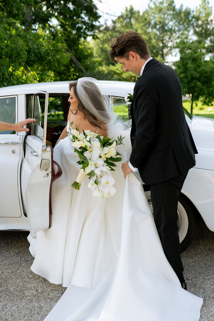 bride and groom heading to their ceremony