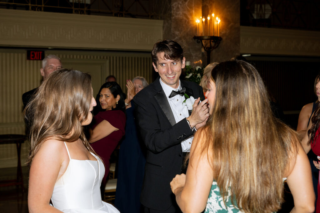 bride and groom dancing at their reception party