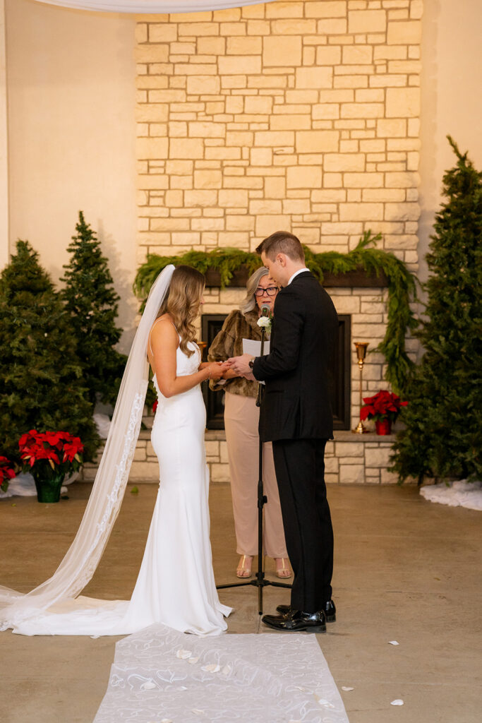 cute couple at their intimate winter ceremony 