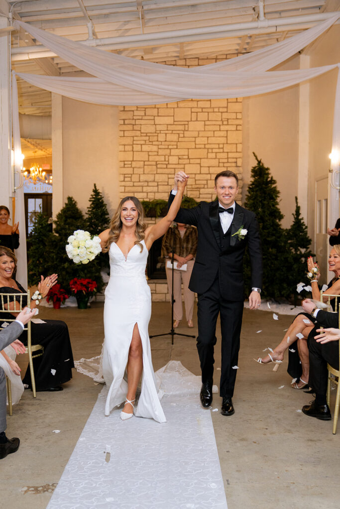 cute picture of the newlyweds heading to their reception party