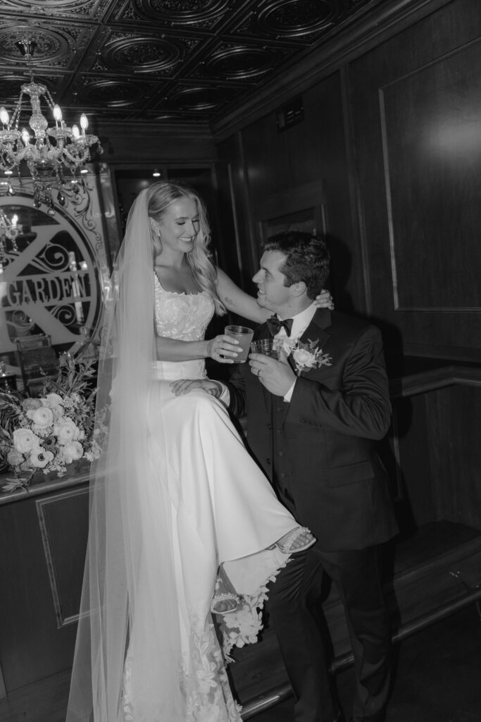 cute couple at their dream timeless wedding day in MI