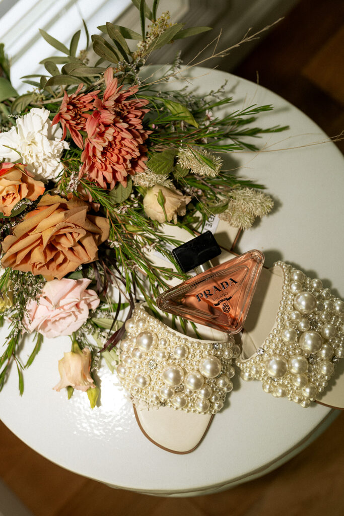 stunning closeup shot of the wedding bouquet 