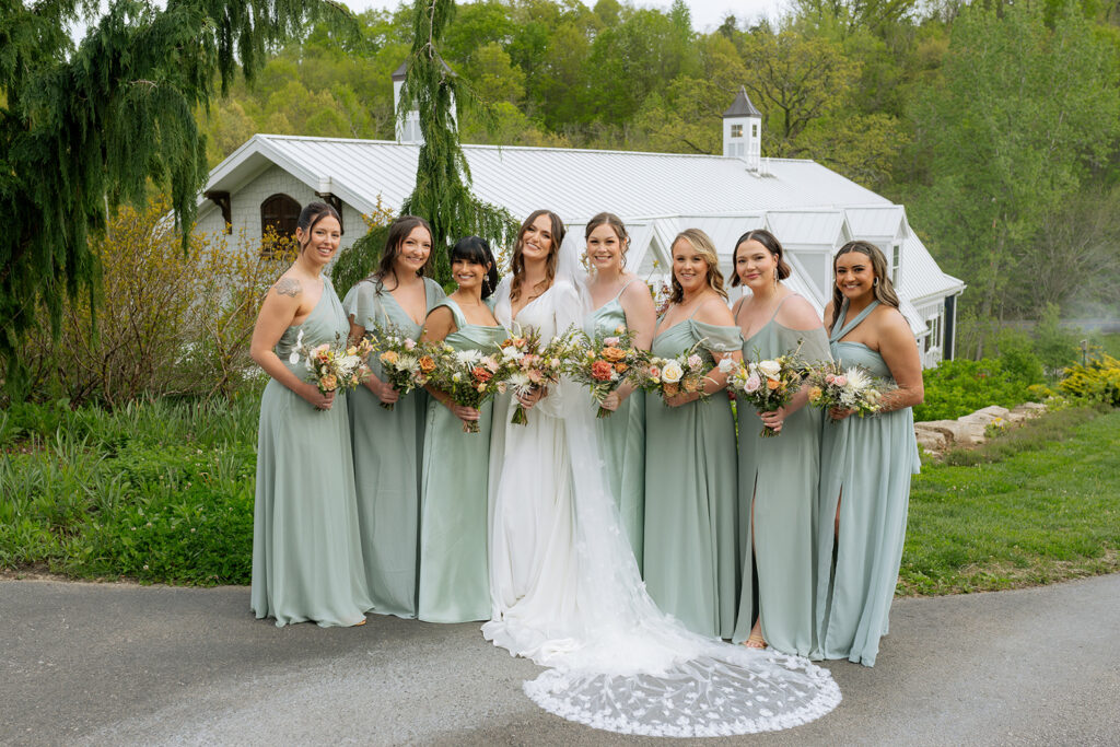 cute portrait of the bride and her bridal party