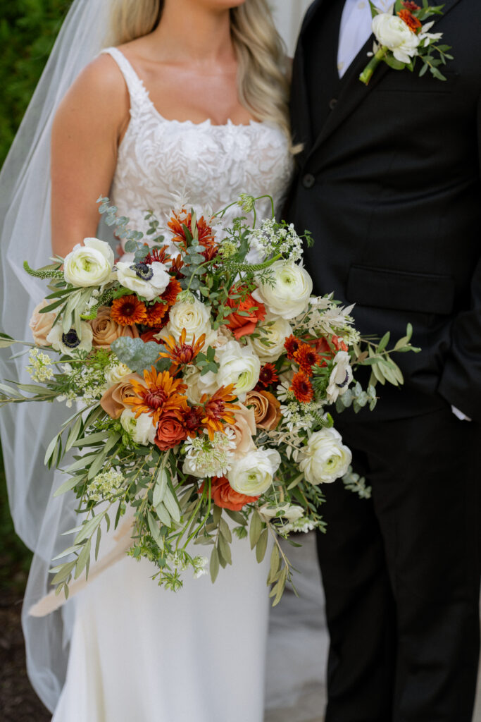 stunning closeup shot of the wedding bouquet 