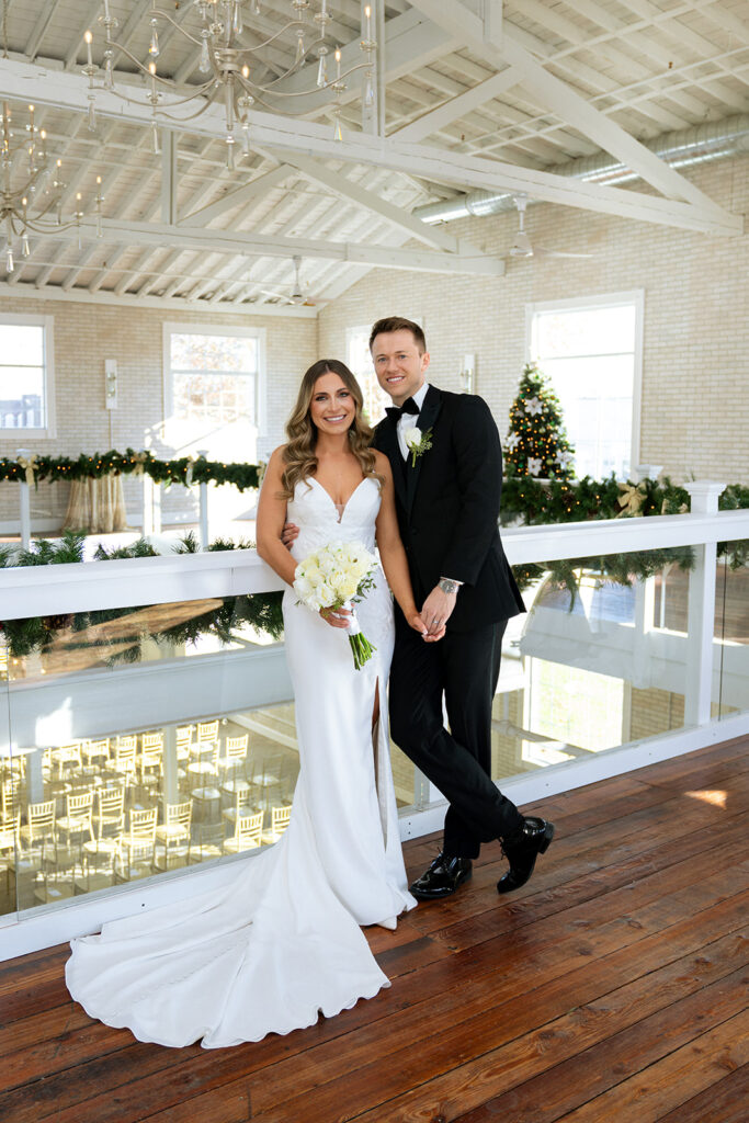 portrait of the bride and groom after their ceremony 