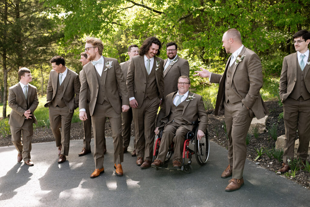fun picture of the groom and his friends before the ceremony