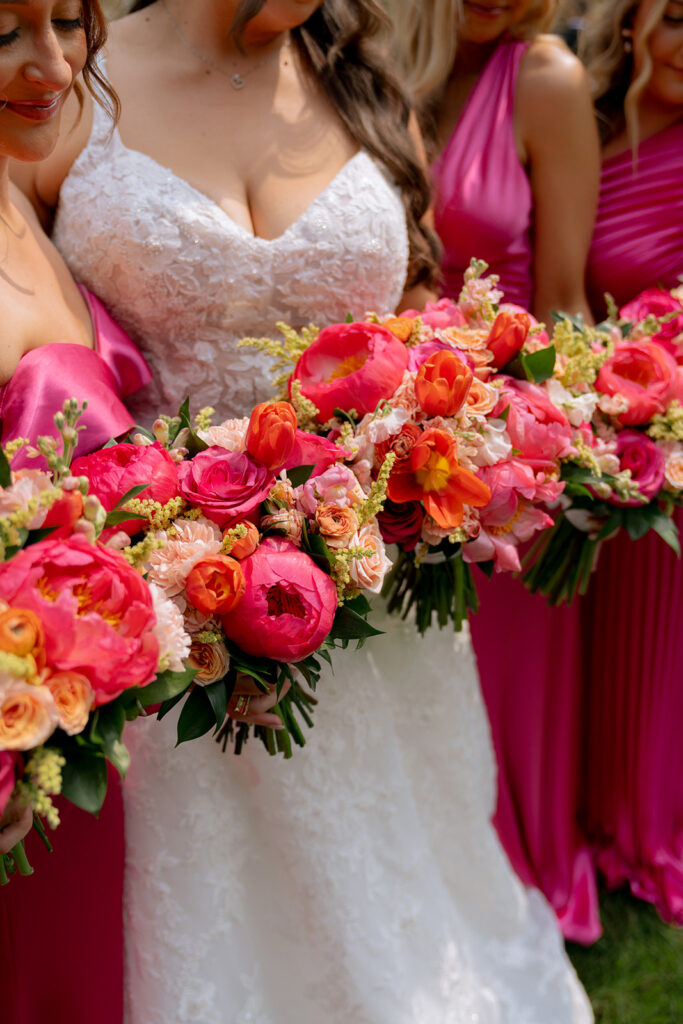 stunning pink bridesmaids dresses