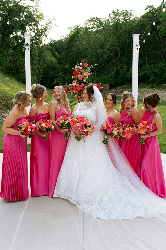 A Pine Hollow Farms Summer Wedding with Hot Pink Dresses & the Prettiest Cake Ever
