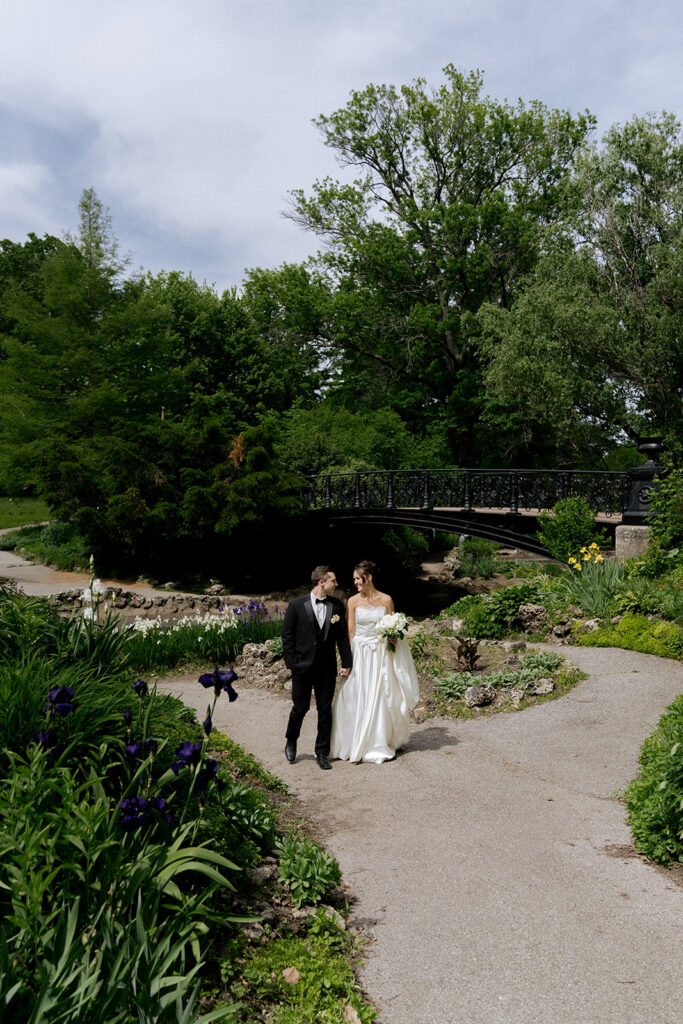 cute couple walking around their dream wedding venue