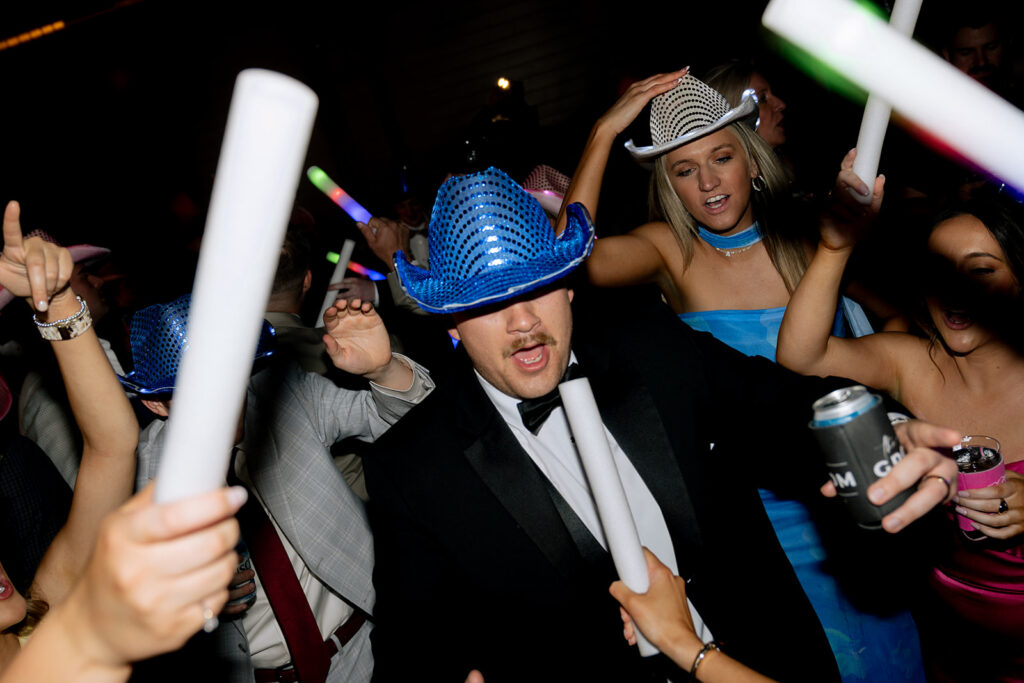 newlyweds at their reception party