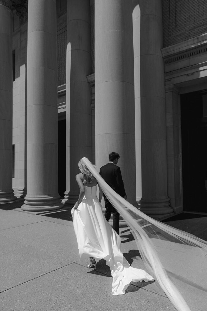 bride and groom at their first look