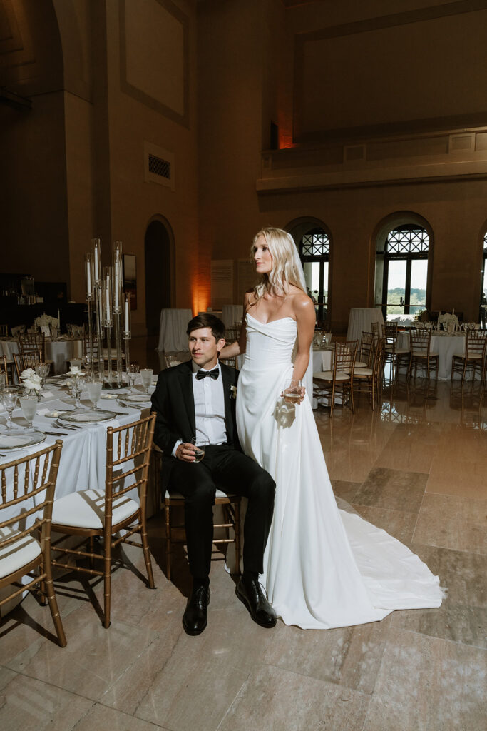 portrait of the newlyweds at their reception