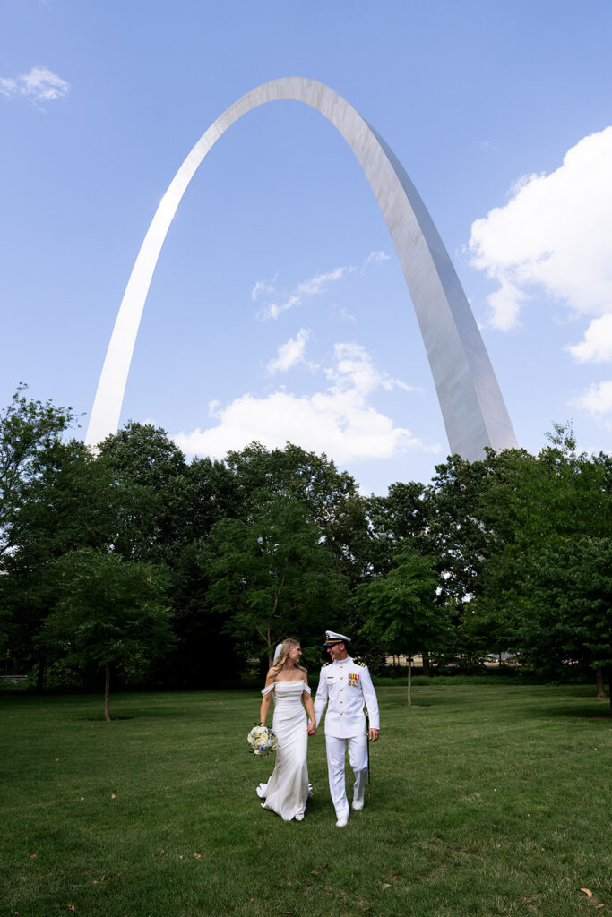 newly married couple at their fun bridal portraits