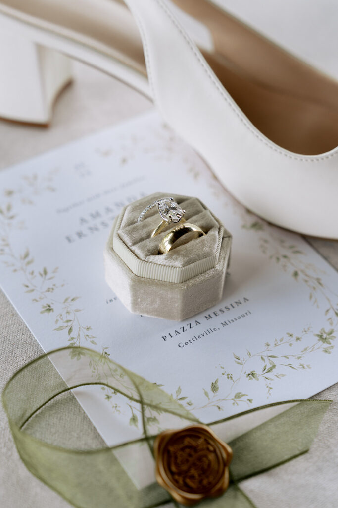stunning closeup shot of the wedding rings 
