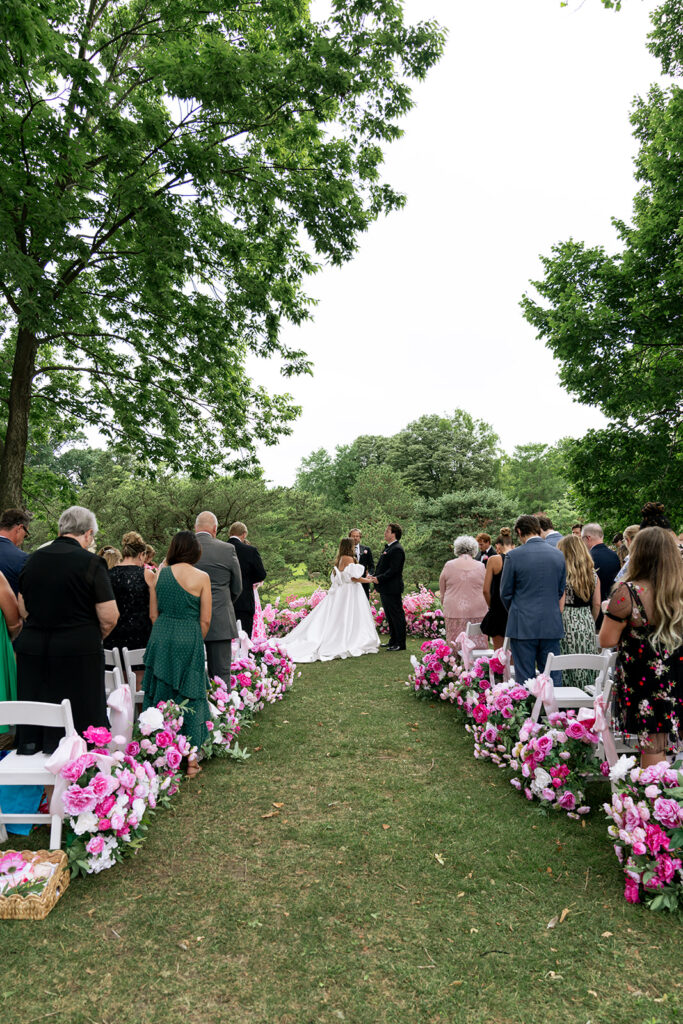 bride and groom at their dream spring wedding ceremony 