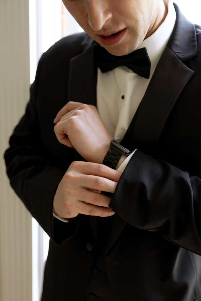 Groom getting ready for his wedding ceremony