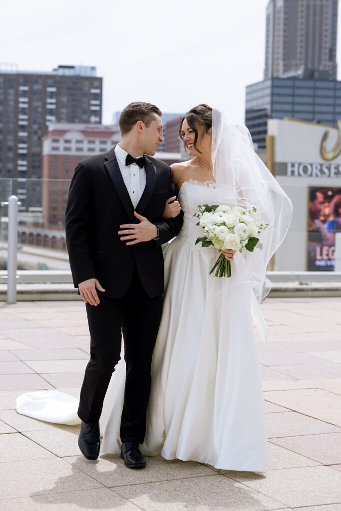 Happy couple heading to their wedding ceremony