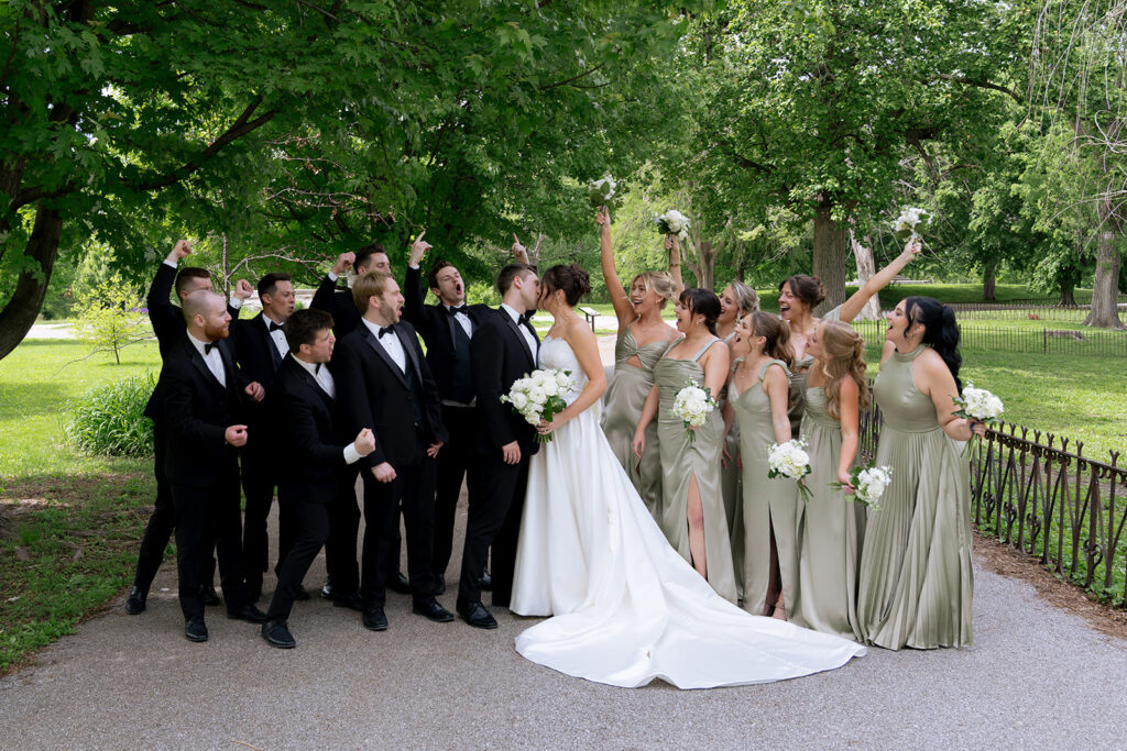 Picture of the bride groom with their bridal parties