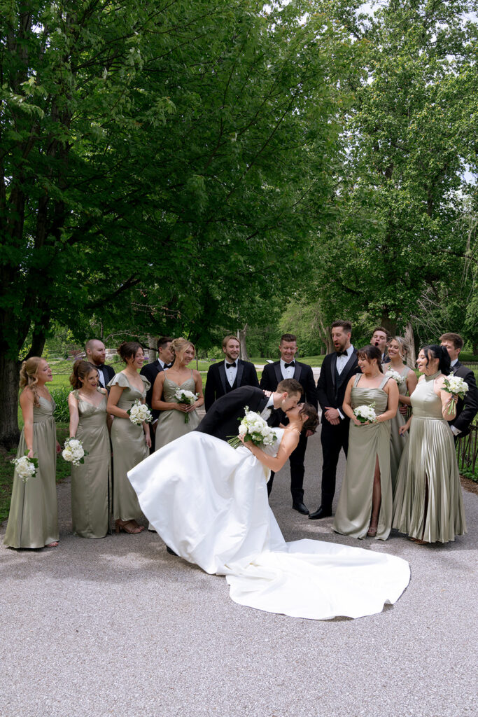 Picture of the bride and groom with their friends