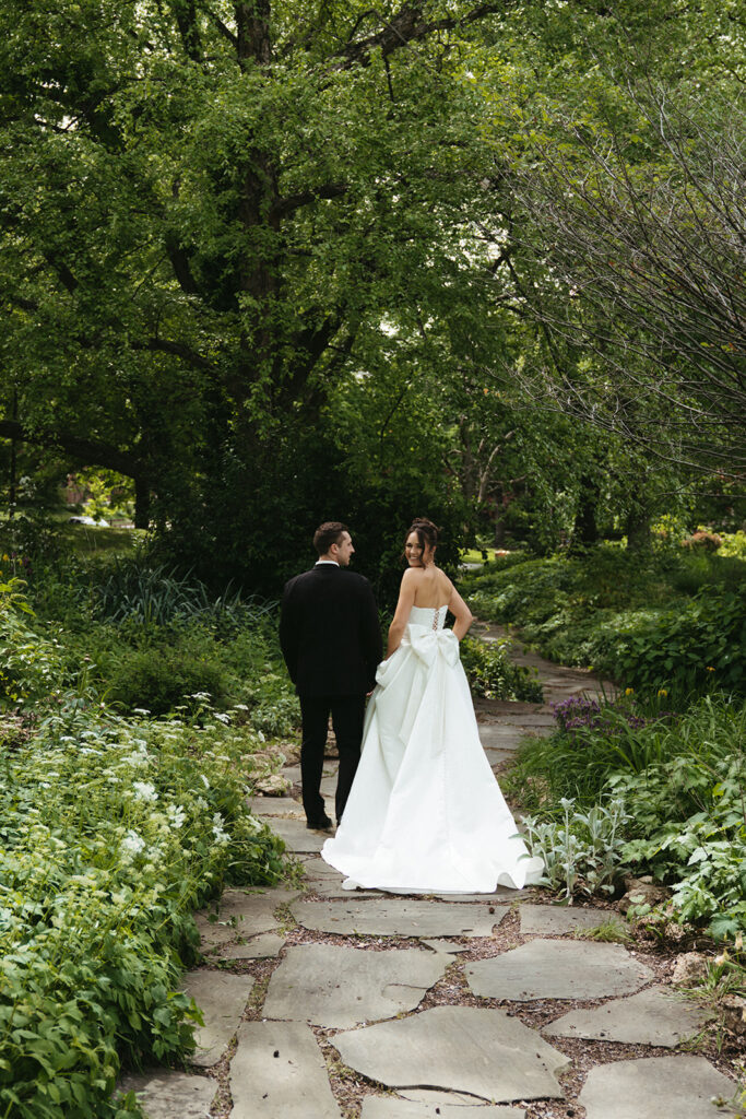Bride and groom heading to their intimate wedding ceremony