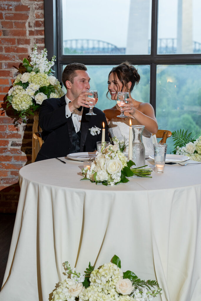 Happy newly married couple at the reception party