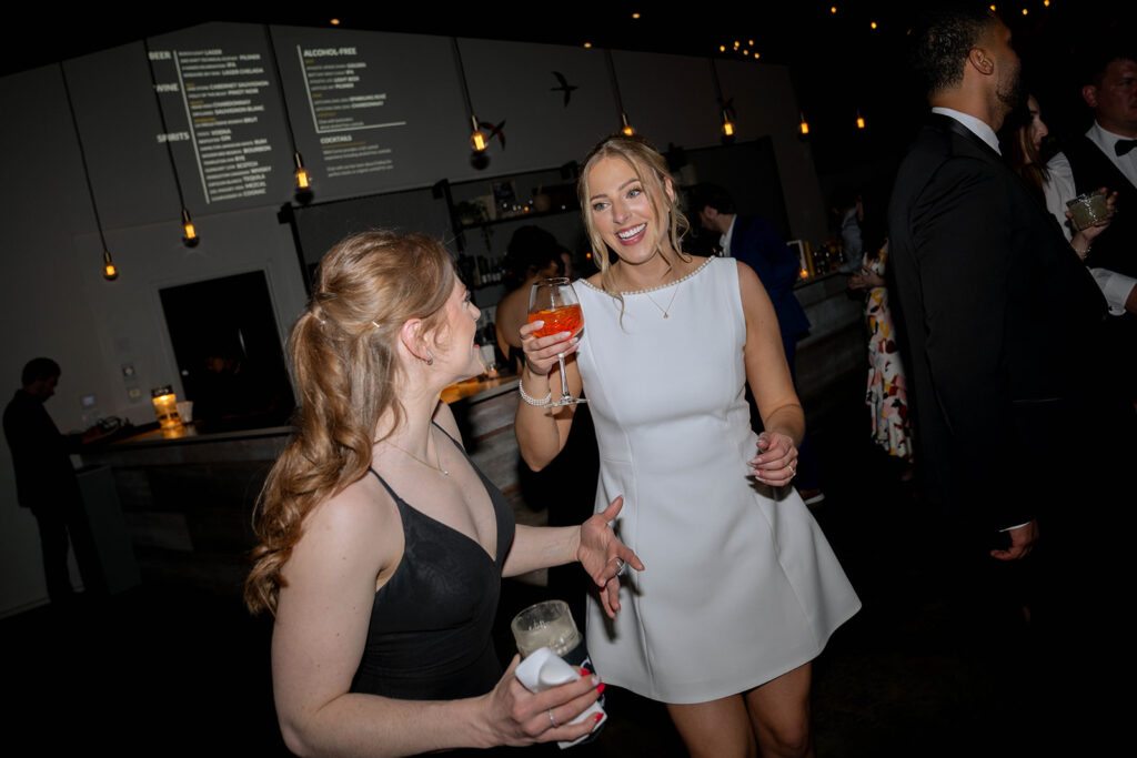 bride having the best time at her reception party