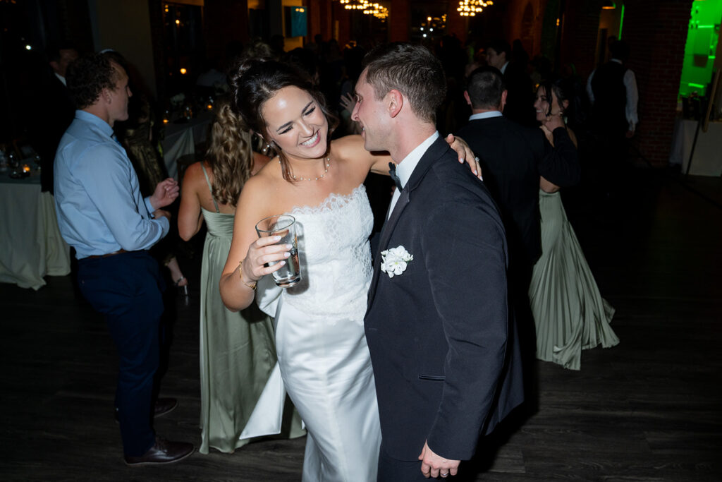 Bride and groom, having the best time at their wedding party