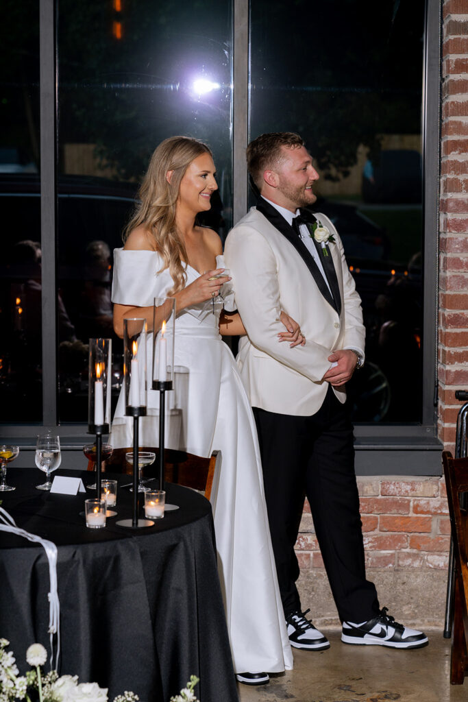 newlyweds at their fun reception