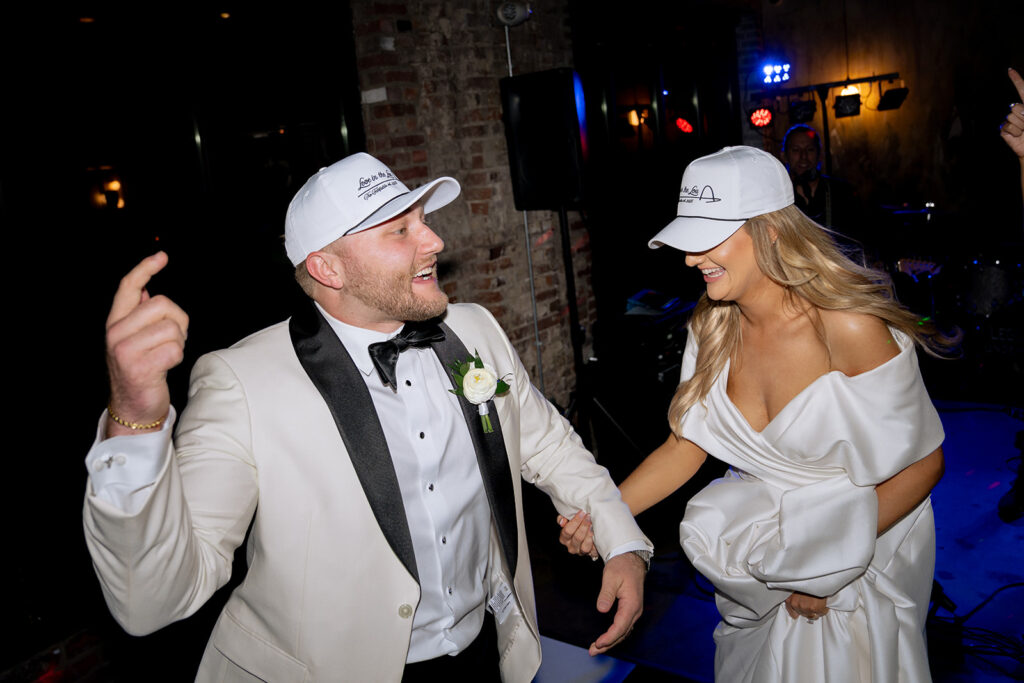 newlyweds at their dream reception party