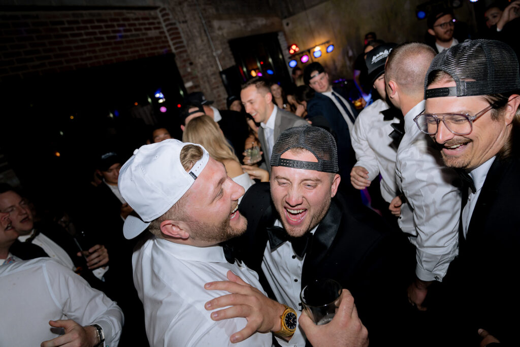 happy couple at their dream and fun wedding reception party